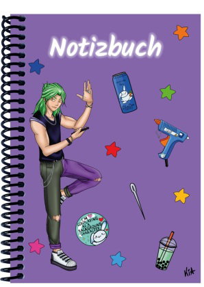 A 4 Notizbuch Manga Quinn, lila, kariert
