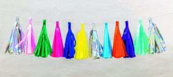 Quasten Girlande, Multicolor Mix