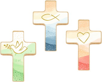 Holzkreuz mit Mini-Büchlein - Du bist geborgen in Gottes Hand