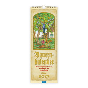 TRÖTSCH - Maxi-Streifenkalender Bauernkalender 2027 mit Hundertjährigem Kalender, Bauernregeln und F