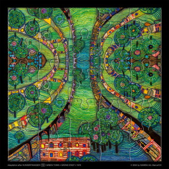 Hundertwasser Puzzle mit Grußkarte