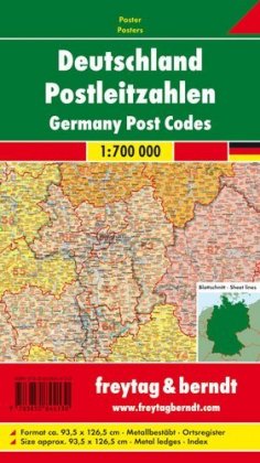Deutschland Postleitzahlen, Poster 1:700.000, Metallbestäbt in Rolle. Germany, Post Codes