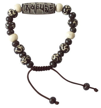 Armband "Mani Stein" (3 cm) Om-Perlen aus Stein, verstellbar Ø 6-9 cm