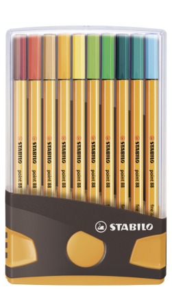 Fineliner - STABILO point 88 ColorParade - 20er Tischset in anthrazit/orange - mit 20 verschiedenen
