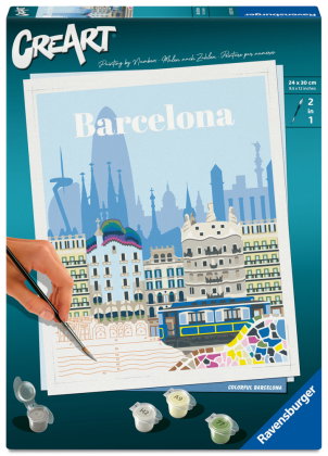 CreArt, Malen nach Zahlen Citys - Farbenfrohes Barcelona