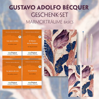 Gustavo Adolfo Bécquer Geschenkset - 4 Bücher (mit Audio-Online) + Marmorträume Schreibset Basics, m