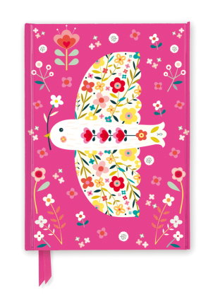Premium Notizbuch DIN A5: Bee Brown, Rosa Blumen-Taube