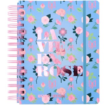 Agenda 2025/2026, DIN A5, La Vie en Rose, Blau