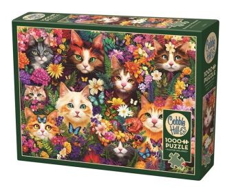 COBBLE HILL PUZZLES - Blumige Katzen 1000 Teile
