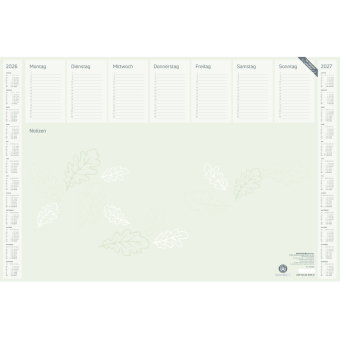 Zettler Schreibunterlage Blauer Engel 2026 - Schreibtischunterlage 60 × 40 cm, Recyclingpapier, Woch