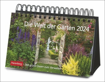 Eine Reise durch die Welt der Gärten Premiumkalender 2024. Tischkalender mit 365 Fotos idyllischer G
