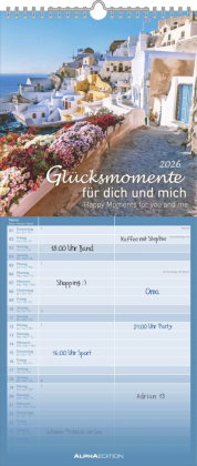Alpha Edition - Glücksmomente für dich und mich Familienkalender 2026 - Wandkalender 19,5×45 cm mit