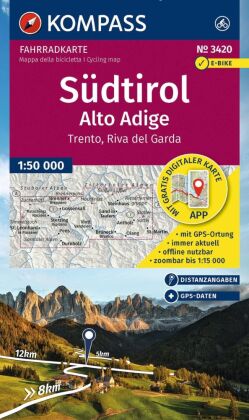 KOMPASS Fahrradkarte 3420 Südtirol / Alto Adige, Trento, Riva del Garda (4 Karten im Set) 1:50.000