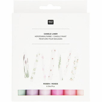 Candle liner Set Roses, 6-tlg Hellrosa, Pink, Magenta, Flieder, Lila, Salbei