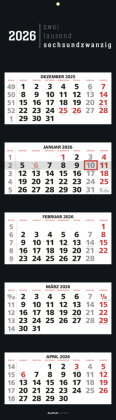 Alpha Edition 5-Monatskalender Black 2026 - Wandkalender 33×120 cm mit 5 Monaten im Überblick & Datu