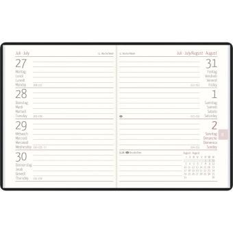 Zettler Taschenkalender 1W/2S farblich sortiert 2026 - Taschenplaner 83 x 11 cm, 172 Seiten, Monatsü