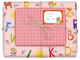 Geschenkpapier-Set für Kinder, Einschulung (für Mädchen)