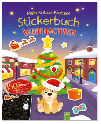 Mein Kritzel-Kratzel-Stickerbuch Weihnachten mit Bambus-Stick