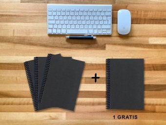 A 5 Notizbuch - Set, 3+1 gratis, Luxury 80 Seiten SCHWARZ ONYX GLITTER-OPTIK, blanko