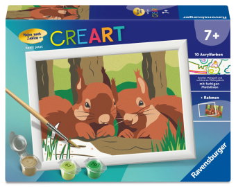 CreArt, Malen nach Zahlen Kinder - Kuschelnde Eichhörnchen