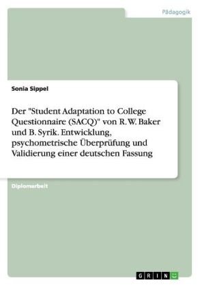 Entwicklung, psychometrische Überprüfung und Validierung einer deutschen Fassung des "Student Adapta