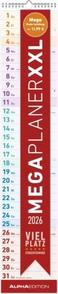 Alpha Edition - Megaplaner XXL 2026 - Streifenkalender 18×98 cm mit viel Platz für Notizen & Ferient