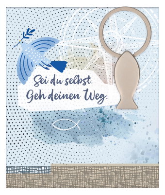 Fisch-Schlüsselanhänger aus silberfarbenem Metall