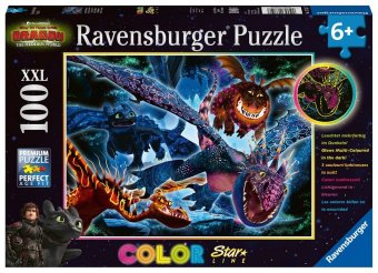 Ravensburger Kinderpuzzle - 13710 Leuchtende Dragons - Dragons-Leuchtpuzzle für Kinder ab 6 Jahren,