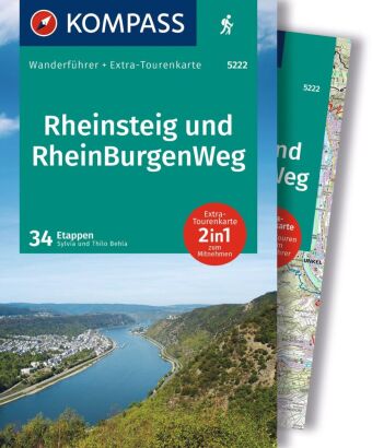 KOMPASS Wanderführer Rheinsteig RheinBurgenWeg, 34 Etappen mit Extra-Tourenkarte