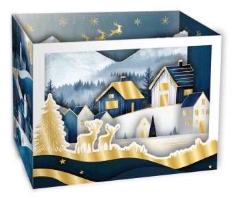 Weihnachtskarte Pop-Up - Winterliche Dorfidylle
