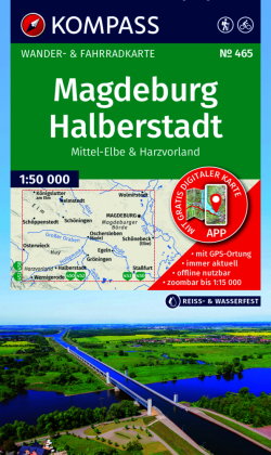 KOMPASS Wanderkarte 465 Magdeburg, Halberstadt, Mittel-Elbe & Harzvorland 1:50.000