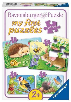 Kinderpuzzle 2, 4, 6, 8 Teile - Süße Gartenbewohner