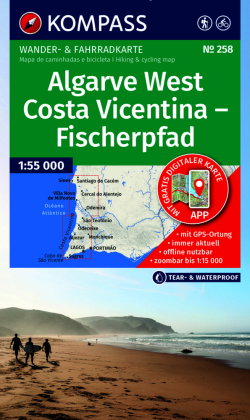 KOMPASS Wanderkarte 258 Algarve West, Costa Vicentina - Fischerpfad 1:55.000