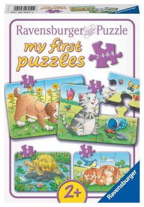 Kinderpuzzle 2, 4, 6, 8 Teile - Niedliche Haustiere