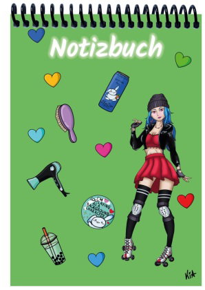 A 4 Notizblock Manga Enora, grün, kariert