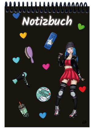 A 4 Notizblock Manga Enora, schwarz, blanko