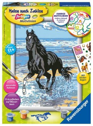 CreArt, Malen nach Zahlen Kinder - Pferd am Strand
