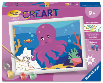 CreArt, Malen nach Zahlen Kinder - Neon Oktopus