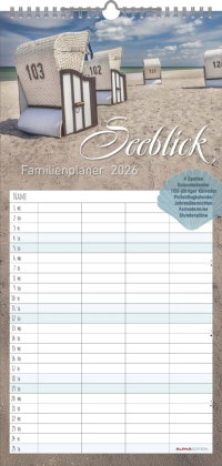 Alpha Edition - Familienplaner Seeblick 2026 - Familienkalender 22x45 cm mit 4 Spalten, FSC-zertifiz