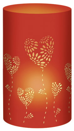 URSUS 5 Silhouetten-Tischlichter "Filigrano - Herzblumen", rot