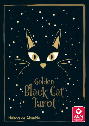 Golden Black Cat Tarot - High quality slip lid box with gold foil, m. 1 Buch, m. 1 Beilage