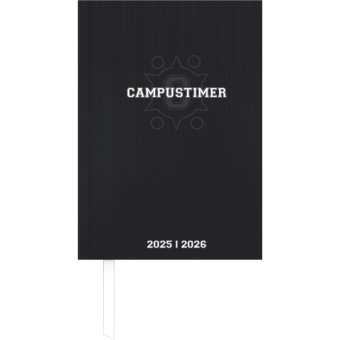 Alpha Edition - Campustimer Black A6 2025/2026 - Semesterplaner A6 (ca. 10,5×14,8 cm) - Studenten- &
