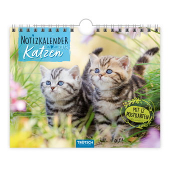 Trötsch Notizkalender Querformat Notizkalender Katzen 2026 mit 12 Postkarten