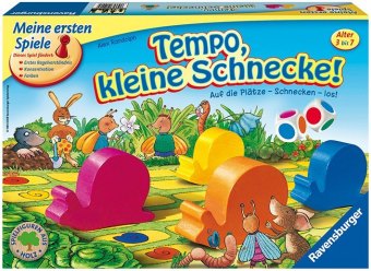 Ravensburger Kinderspiel 21420 - Tempo kleine Schnecke, Das spannende Schneckenrennen, Brettspiel un