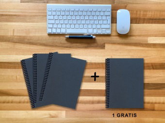 A 5 Notizbuch - Set, 3+1 gratis, Luxury 80 Seiten BLAU NEW LAPISLAZULI GLITTER-OPTIK, kariert 5x5mm