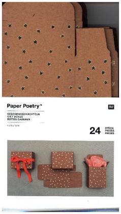 Adventskalender Boxen Kraftpapier/Gold, 24 Stück