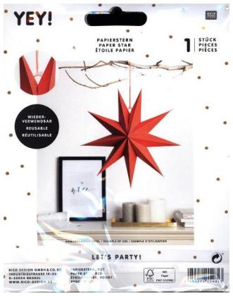 Papierstern, Rot, FSC Mix