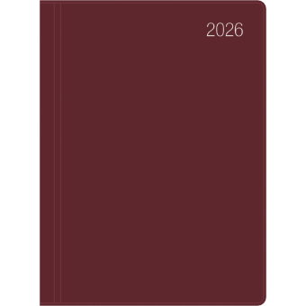 Zettler Taschenkalender bordeaux 1W/2S 2026 - Timer 10 × 14 cm, 1 Woche auf 2 Seiten, flexibler Kuns