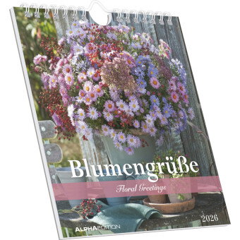 Alpha Edition - Blumengrüße Kalender 2026 - Postkartenkalender 16×17 cm mit 12 Blumenmotiven, Tischk