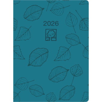 Zettler Taschenkalender 1T/1S türkis Blauer Engel 2026 - Timer 10 × 14 cm, 1 Tag pro Seite, Recyclin